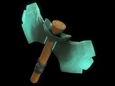 Stylized Weapon Axe Water element Low-poly 3D model
