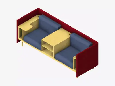 Sofa - Contemporary - Flame - Medium - Central Shelf Work Shelf Low-poly 3D model get