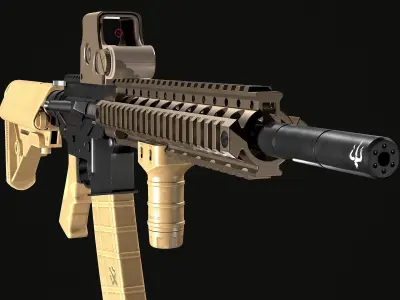 MK18 Tactical Rifle PBR Game Ready Low-poly 3D model