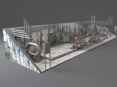 Fire-fighting pumping station 3D model purchase