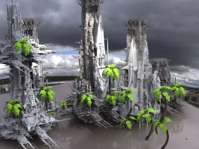 Tribal Island beach Towers Kit bash 4 3D model