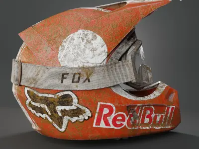  Fox V3 Motocross Helmet Low-poly 3D model