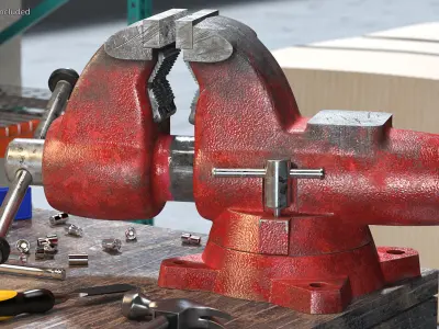 Pipe Bench Vise Dusty Rigged 3D model