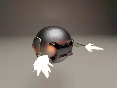 Scifi drone with gun shooting 3D model