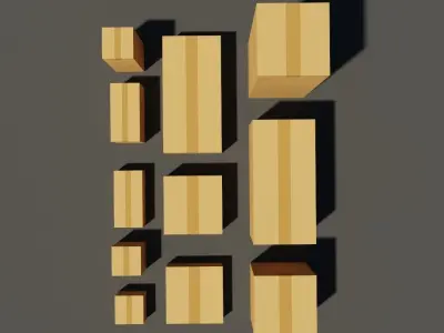 Paper Boxes Low-poly 3D model