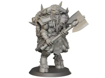 Bull Warrior with Axe 3D print model