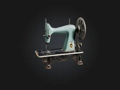 Old Sewing Machine Model Low-poly 3D model