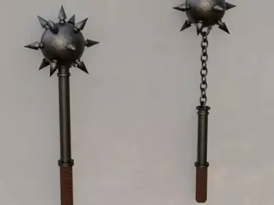 Medieval Mace Low-poly 3D model 18