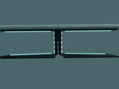 Blue Sci-fi Glowing Cyberpunk Bench 3D model