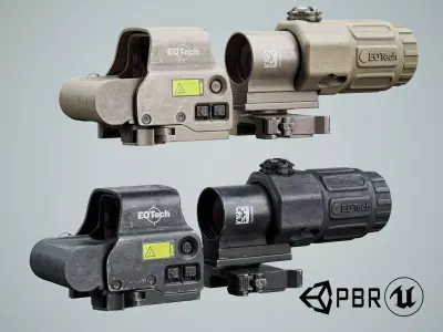 EOTech EXPS3 Holographic Sight Magnifer G33 STS Scope Low-poly 3D model