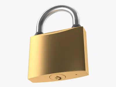 Padlock golden Low-poly 3D model