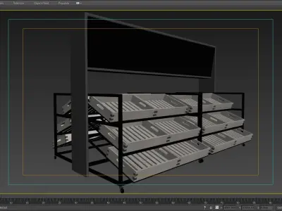 Shelf 3D model 8 display with shelves and blackboard 3D model