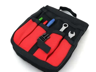 Toolbag with screwdrivar and  spanner 3d model 3D model