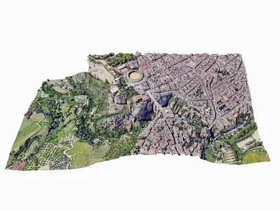 Ronda-bridge-cliff city in spain Low-poly 3D model