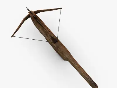 Low poly crossbow wooden bow and arrow Low-poly 3D model
