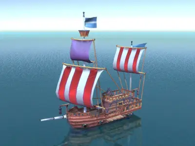 Stylized European Ships Low-poly 3D model