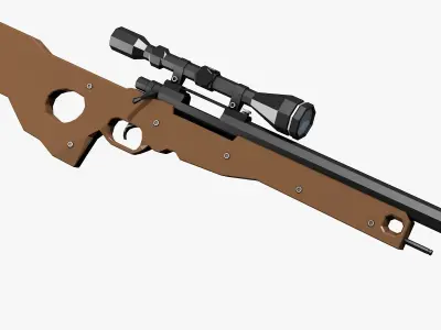 Sniper rifle Low-poly 3D model 7