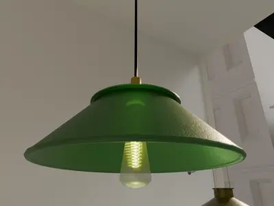 Lampara Colgante Industrial Verde de Cuero  Modelo PBR Low-poly 3D model