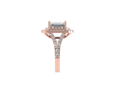 Emerald Solitaire Art Deco Ring 3D print model 8