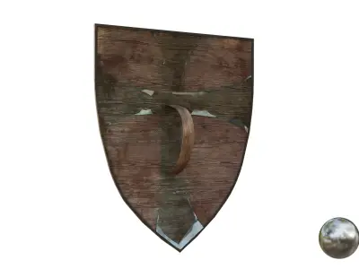 Medieval crusader wooden shield  Low-poly 3D model