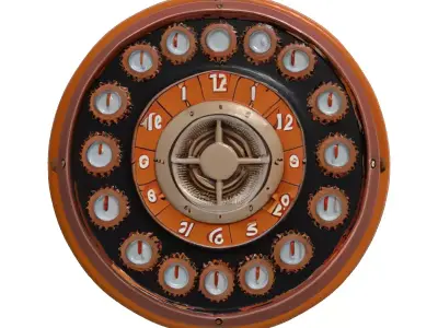 Steampunk Industrial Wall Clock Decor 3D model
