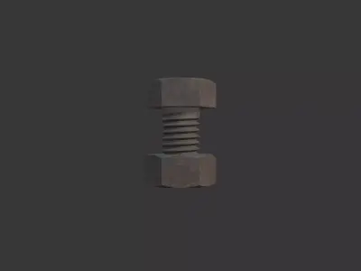 M5 Hex Bolts and Nuts with Rusty Iron Texture 3D model