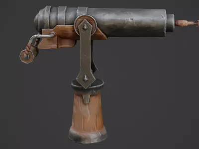 Stylized Harpoon Gun Game Ready Low-poly 3D model