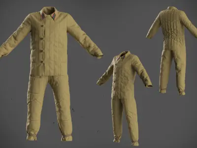 High-poly Soviet Padded Costume Military Uniform 3D model