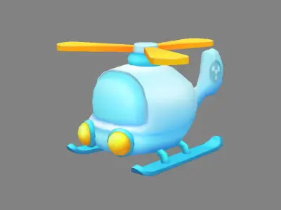 Cartoon toy airplane - helicopter Low-poly 3D model