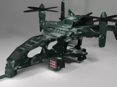 Futuristic Military Helicopter Free 3D model
