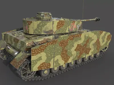 Panzer IV H medium tank Low-poly 3D model