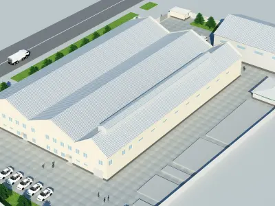 Industrial Buildings Low-poly 3D model Low-poly 3D model