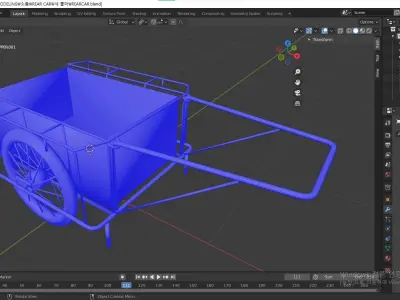 SOUTH KOREA HAND CART  Low-poly 3D model