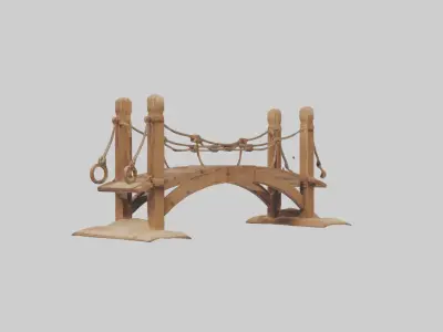 Wooden drawbridgemod 1 Low-poly 3D model
