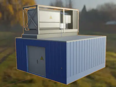 Power Storage Container with Control Module 1 Blue Low-poly 3D model