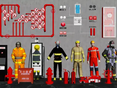 Fire Equipment Display 3D model