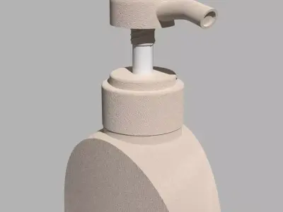 Beige-colored plastic pump bottle with a matte Low-poly 3D model