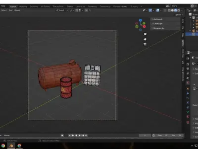 Low poly containers collection three rusty barrels and can Low-poly 3D model
