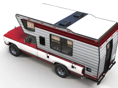 Dodge Ram D100 camper truck Low-poly 3D model