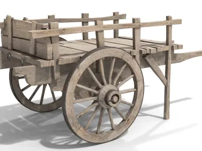 Wooden Trader Cart Low-poly 3D model