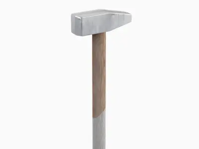 Wooden Industrial Hammer 02 Low-poly 3D model