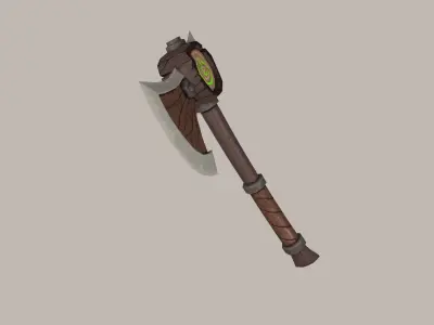 Wooden axe Low-poly 3D model 2
