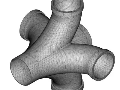Transparent Fitting Four Double Bend Y 3D model