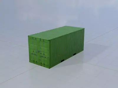 Freight-Container Yellow-Green 20ft Low-poly 3D model