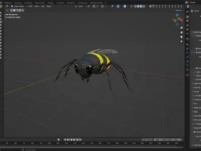 Honey Bee 3D Cartoon Animal Low-poly 3D model