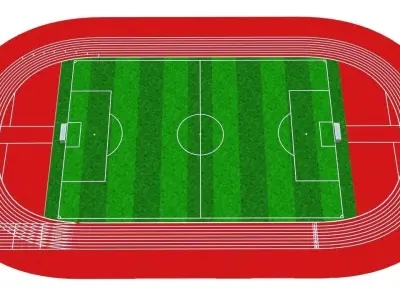 soccor ball field with athletic track Low-poly 3D model