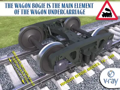 Highly detailed the wagon bogie  3D model