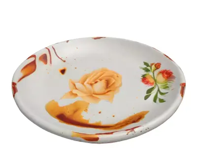 Rustic Floral Enamel Plate Low-poly 3D model