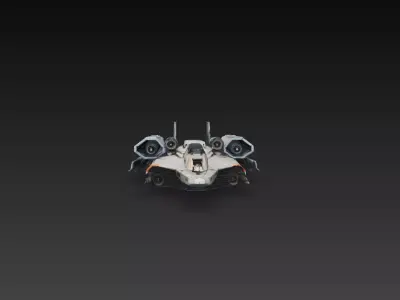 Sci-Fi Dual Engine Attack Fighter Spacecraft STL 3D print model