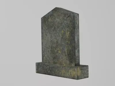 Old Cemetery Gravestone with Moss and Patina Low-poly 3D model
